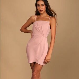 NWT Lulus Drinks On Me Mauve Pink Sleeveless Pleated Bodycon Dress